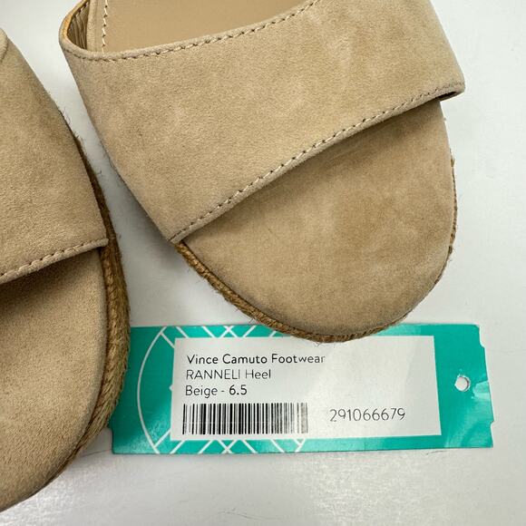 NEW Vince Camuto Ranneli Tan Suede Leather Espadrille Platform Sandal - Picture 12 of 15